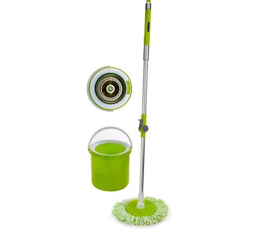 Mopa con Balde Centrifugador Rotating Sprite Compacto Cesto de Acero Seca Enjuaga Centrifuga + Mopa Extra de REGALO - Verde - Tienda Universo