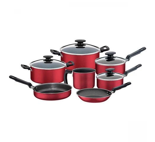 Batería de Cocina TRAMONTINA Loreto de 7 Piezas con Revestimiento Starflon T1 - Rojo - Tienda Universo