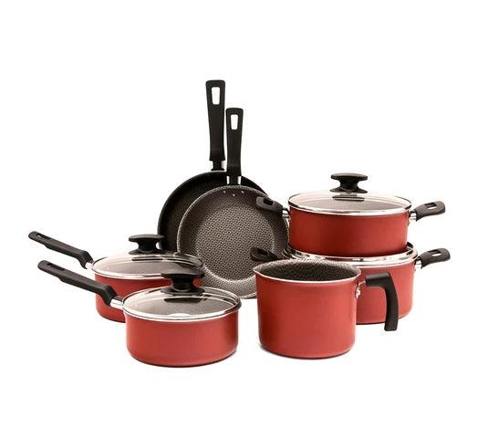 Batería de Cocina TRAMONTINA Loreto de 7 Piezas con Revestimiento Starflon T1 - Rojo - Tienda Universo