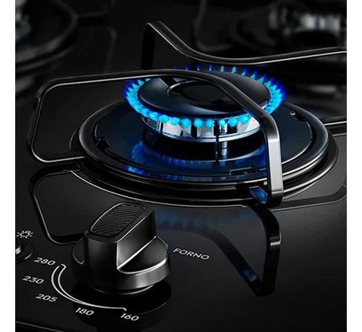 Cocina CONTINENTAL a Gas 5 Hornallas Horno 91L Mesada de Vidrio Templado Triple Llama - Tienda Universo