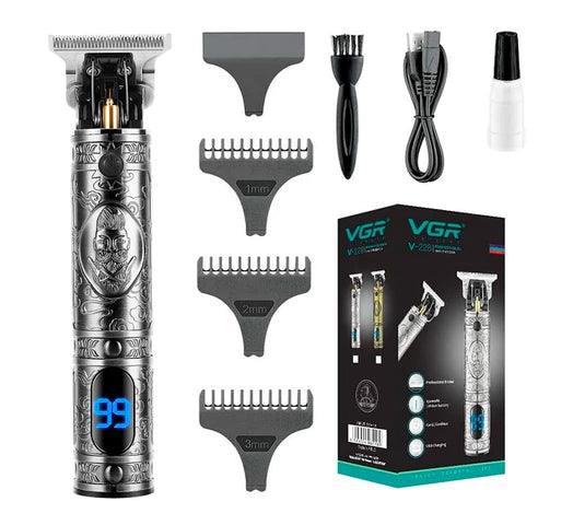 Corta Pelo Profesional VGR V228 Lavable Inalámbrica Batería Recargable con Autonomía de 3 Horas Display Digital Cuerpo Metálico + Accesorios - Gris - #𝑼𝑺𝒉𝒐𝒑