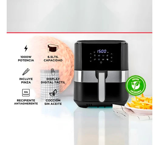 Freidora Sin Aceite GADNIC Digital 1000W Gran Capacidad de 6.5 LITROS Control táctil + Pinza DE REGALO