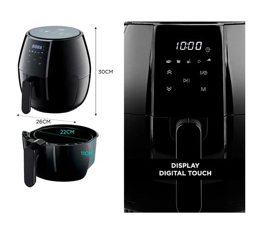 Freidora Sin Aceite GADNIC F4.0 PRO Digital 1400W Capacidad 4 LITROS Control Táctil + Pinza DE REGALO