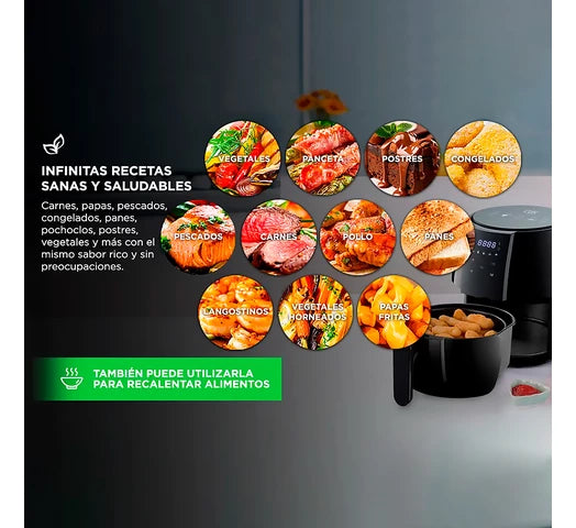 Freidora Sin Aceite GADNIC F4.0 PRO Digital 1400W Capacidad 4 LITROS Control Táctil + Pinza DE REGALO