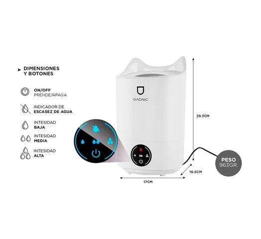 Humidificador GADNIC Ultrasónico Grande con 2.5 LITROS de Capacidad y 3 Intensidades - #𝑼𝑺𝒉𝒐𝒑