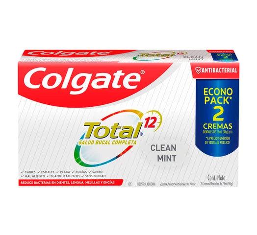 Pack X2 Crema Dental Colgate Total 12 Clean Mint de 90g c/u - Tienda Universo