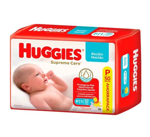 Pañales X50 HUGGIES Supreme Care con Tecnología Xtra-Care Talle P x50 Unidades - Tienda Universo