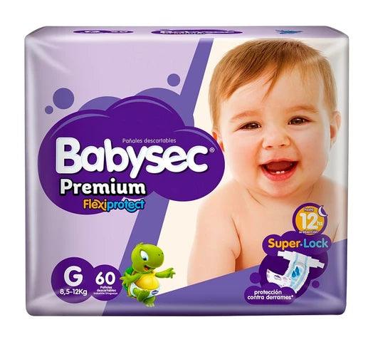 Pañales X60 Babysec Premium Flexiprotect Talle G x60 Unidades - Tienda Universo