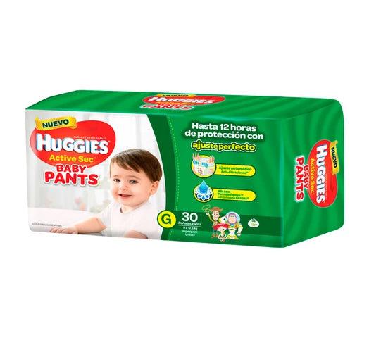 Pañales HUGGIES x30 Unidades Active Sec Baby Pants Talle G x30 Unidades con Divertidos Diseños - Tienda Universo