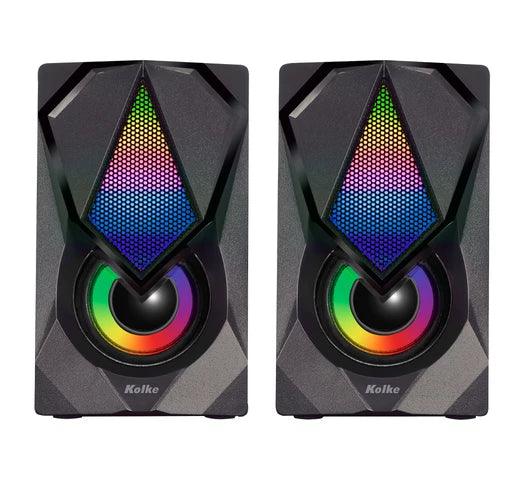 Parlantes de PC Gaming Kolke 5W x 2 Luces RGB Conexión Jack 3.5mm - Tienda Universo