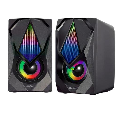 Parlantes de PC Gaming Kolke 5W x 2 Luces RGB Conexión Jack 3.5mm - Tienda Universo