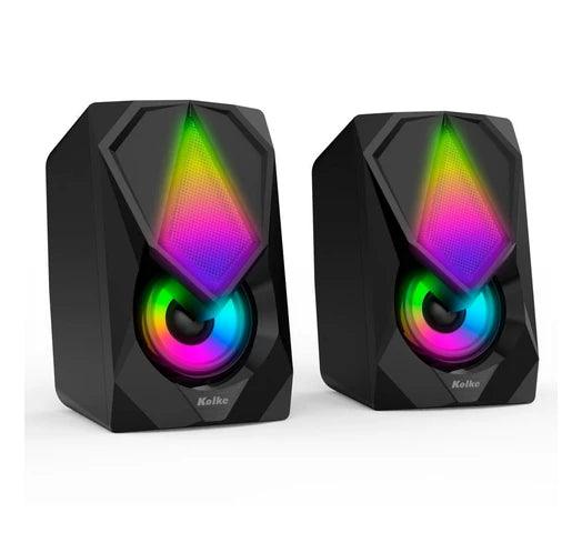 Parlantes de PC Gaming Kolke 5W x 2 Luces RGB Conexión Jack 3.5mm - Tienda Universo