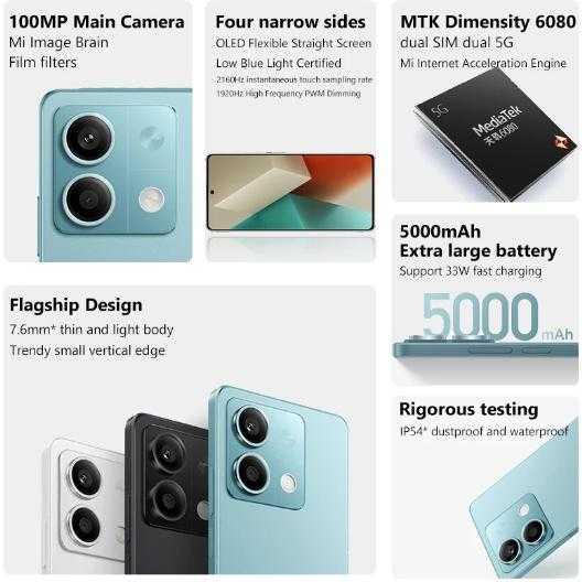 Xiaomi Redmi Note 13 6GB+128GB 5G 6.67" 120Hz OLED Display 100MP batería de 5000miliamperios - #𝑼𝑺𝒉𝒐𝒑