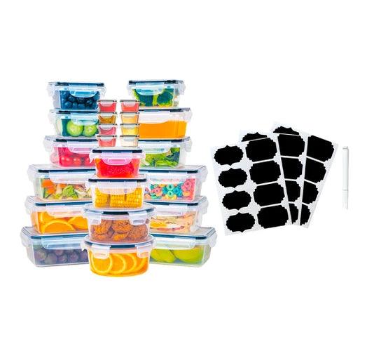 Juego de Recipientes CROiX Herméticos Apilables con Tapa x24 Unidades Incluye Etiquetas y Marcador - #𝑼𝑺𝒉𝒐𝒑
