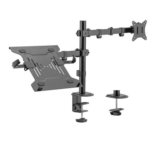 Soporte Doble KOLKE de Escritorio para Monitor de 17" a 32" y Notebook de 10” a 15.6” - Tienda Universo