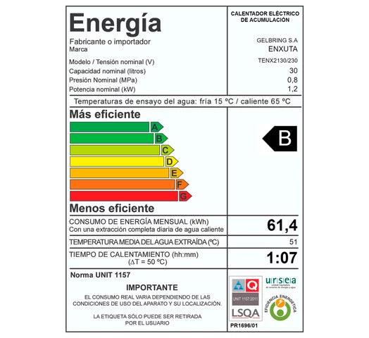 Termotanque Calefón ENXUTA 30L Tanque de Acero - Tienda Universo